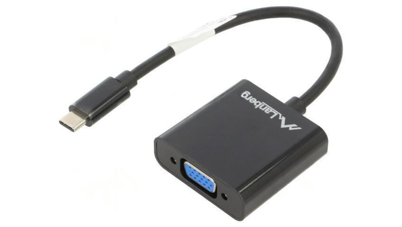 Adapter USB 3.1 USB C wtyk VGA gniazdo niklowany 0,15m ABS AD-UC-VG-01