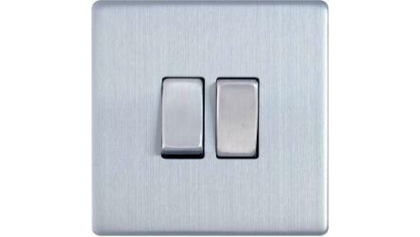Varilight Włącznik Podwójny Metal steel stal szczotkowana klawiszowy