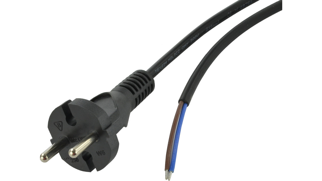 Przewód z wtyczką 2x1mm 10m czarny W-6
