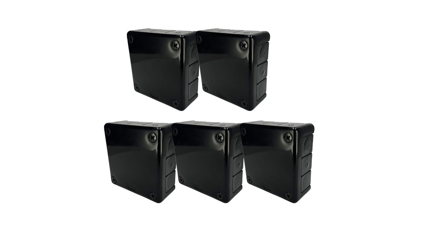 Puszka hermetyczna natynkowa 118x118x46mm 12-wlotowa, z dławikami gumowymi, IP55 zamknięcie na wkręty, czarna EDO 5szt