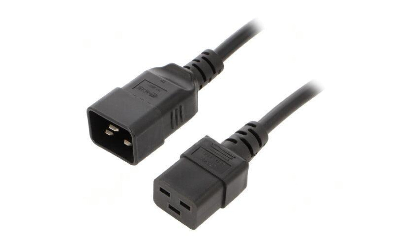 Kabel: 3x1,5mm2, IEC C19 żeński,IEC C20 męski, 1m LT-550+549 H05VV-F 1.5/3C BLK 1M