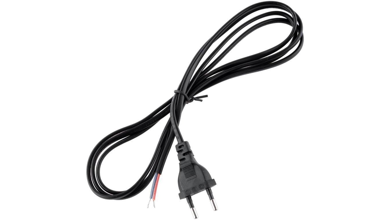 Sznur Przyłączeniowy Kabel 2m 2x 0.5 z Wtyczką CZARNY