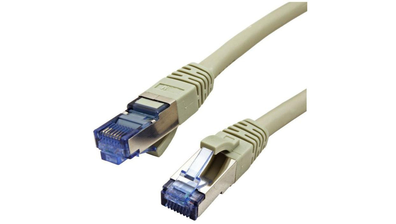 Patchcord S/FTP kat.6A PiMF kabel sieciowy LAN 2x RJ45 linka PoE szary 0,5m VALUE
