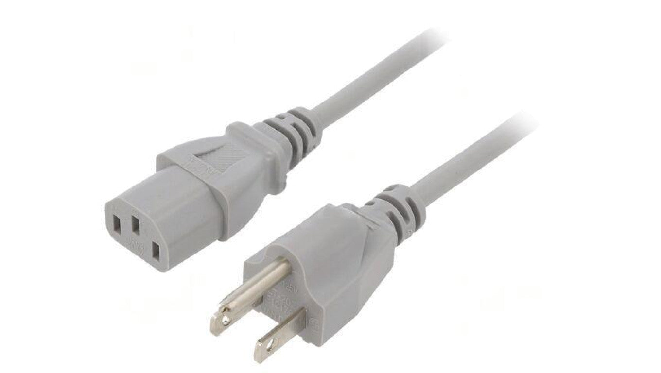 Kabel: 3x18AWG, IEC C13 żeński,NEMA 5-15 (B) wtyk, 5m LT-202+501 SVT 18/3 105C GRY 5M