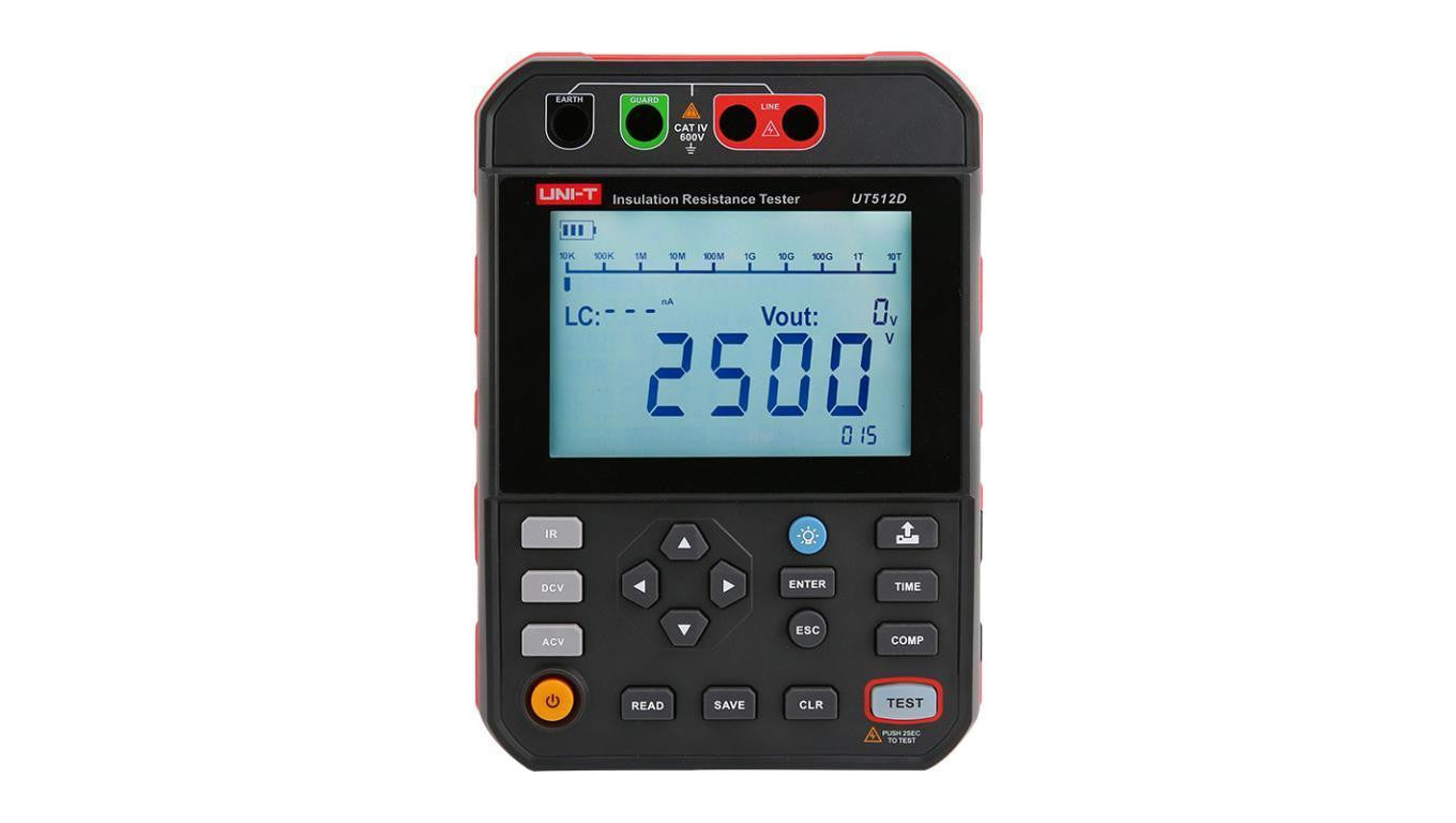 Miernik rezystancji izolacji 2500V True RMS PI DAR test ciągłości napięcie AC/DC LCD pamięć USB UNI-T UT-512D