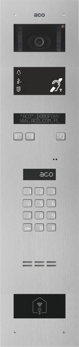 ACO INSPIRO PMR 2+ Centrala Master 1020 lokali LCD, stal nierdzewna; niepełnosprawni