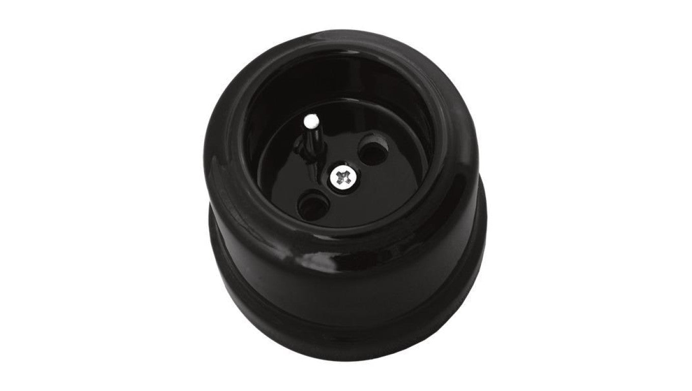 Gniazdo pojedyncze natynkowe 2P+Z Retro ceramic 16A-250V~, czarne