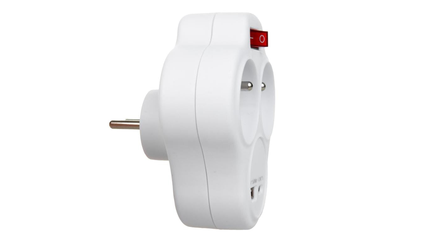 Gniazdko prądowe Maclean, rozgałęźnik z 2 gniazdami i USB A/C 2.4A, typu E, 2x16A, MCE336 E