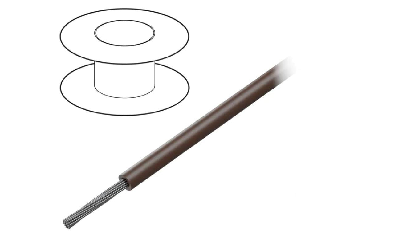 Przewód na rolce o długości 30,5m linka Cu, 150V PVC brązowy 16 AWG 7058/19 BR005