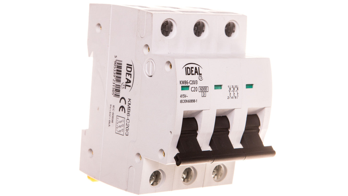 Wyłącznik nadprądowy 3P C 20A 6kA AC KMB6-C20/3 VDE 23150