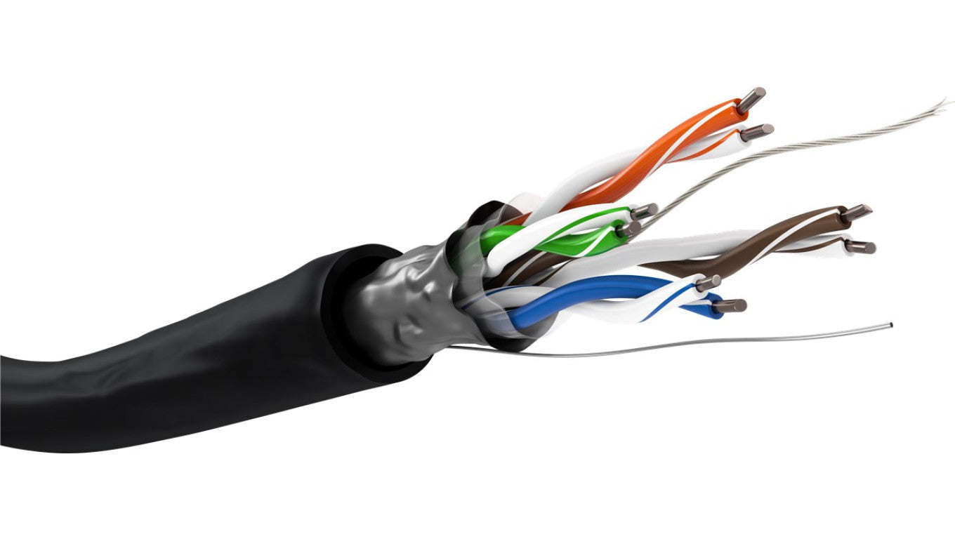 CAT 5e kabel sieciowy napowietrzny, F/UTP, czarny - Długość kabla 100 m