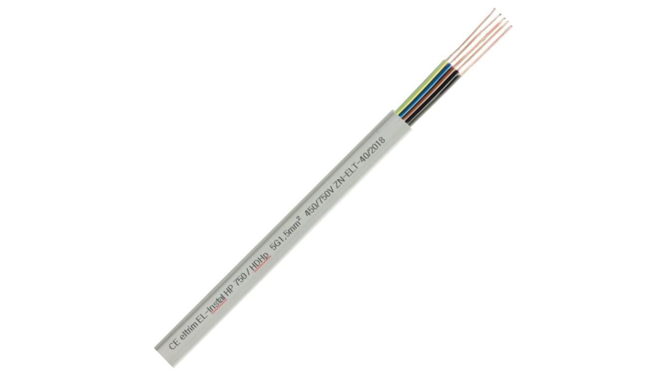 Kabel instalacyjny płaski EL-Instal HP HDHp 3x1,5mm2 szary 450/750V bezhalogenowy YDYp Dca drut Eltrim /100m/