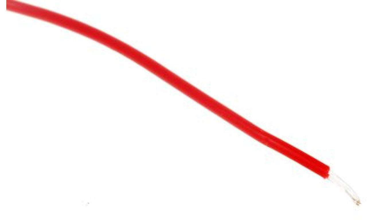 Przewód do urządzeń PTFE PTFE Czerwony, 100m 0,08 mm² 7/0,12 mm, 300 V, -75→ +200 C., Ø 0.71mm, RS PRO BS3G210