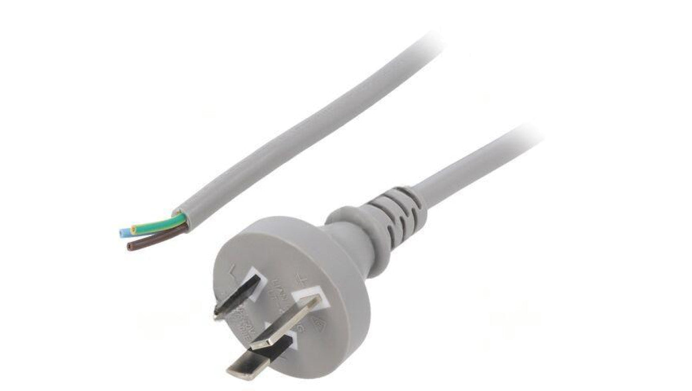 Kabel: 3x0,75mm2, AS/NZS 3112 (I) wtyk, 1,8m LT-423 3X0.75 GRY 1.8M END CUT