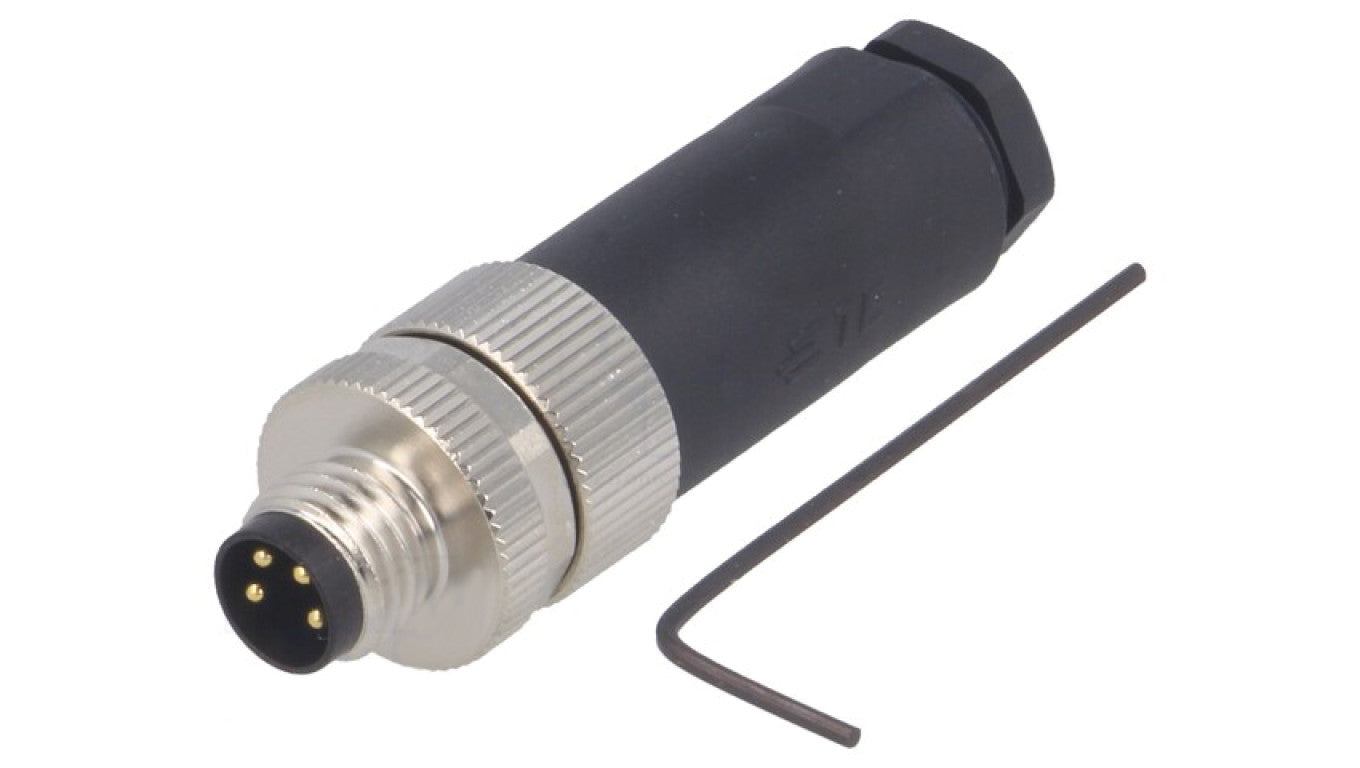 Złącze okrągłe M8 żeńskie proste nieekranowane na zacisk 4-PIN 30V T4010008041-000