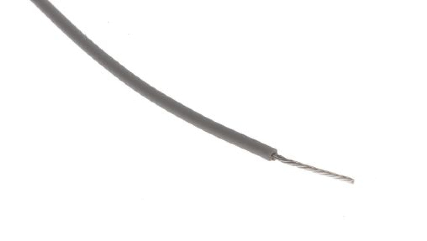 Przewód do urządzeń PTFE PTFE Szary, 100m 0,22 mm² 7/0,2 mm, 600 V, -75 → +200C, Ø 1.2mm, RS PRO BS3G210