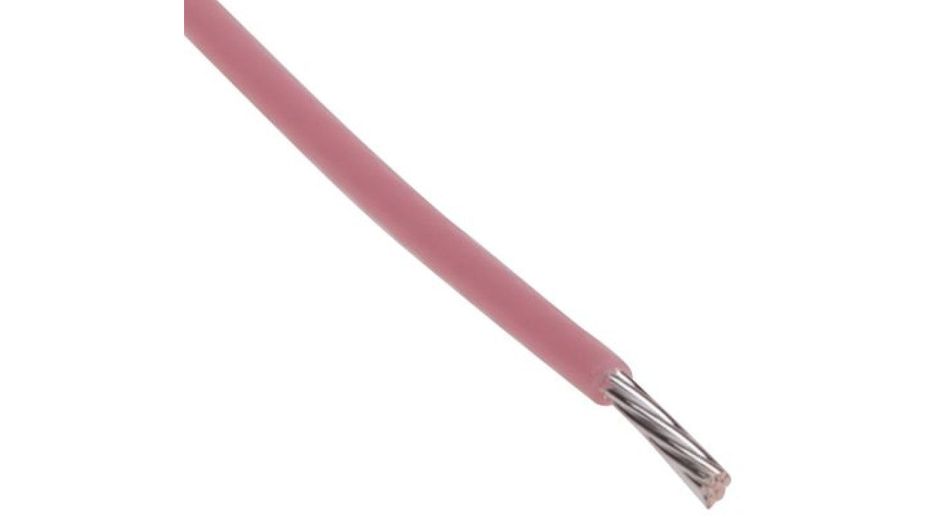 Przewód do urządzeń PTFE PTFE Różowy, 100m 0,22 mm² 7/0,2 mm, 300 V, -75 → +200C, Ø 0.95mm, RS PRO BS3G210