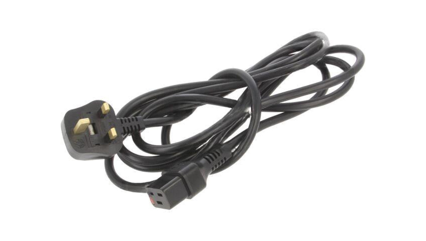 Kabel BS 1363 (G) wtyk, IEC C19 żeński 3m z blokadą IEC LOCK IL19-UK1-H05-3150-300