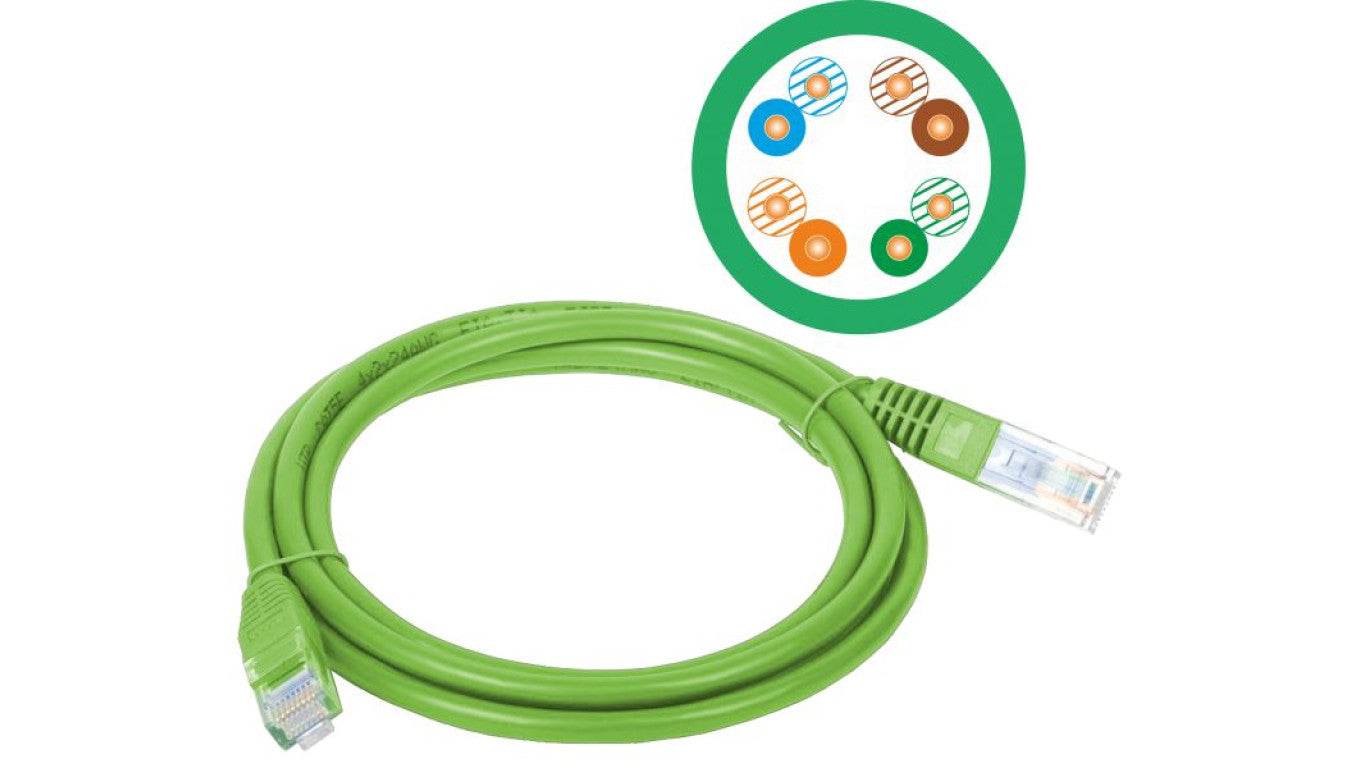 Patch-cord U/UTP kat.5e PVC 1.0m zielony KKU5ZIE1