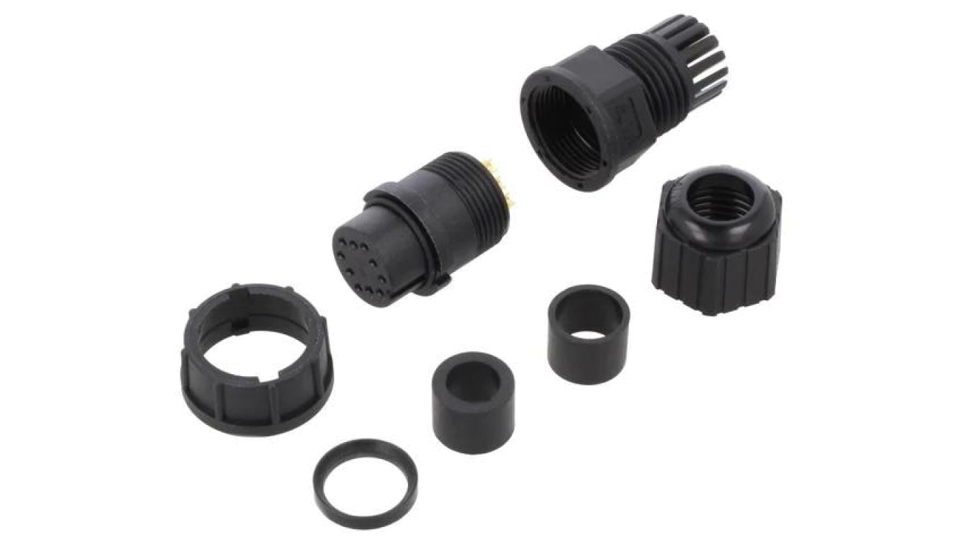 Złącze okrągłe wtyk rozmiar C żeński 10-PIN 5A IP67 4÷9,6mm CD-10BFFA-LL7001