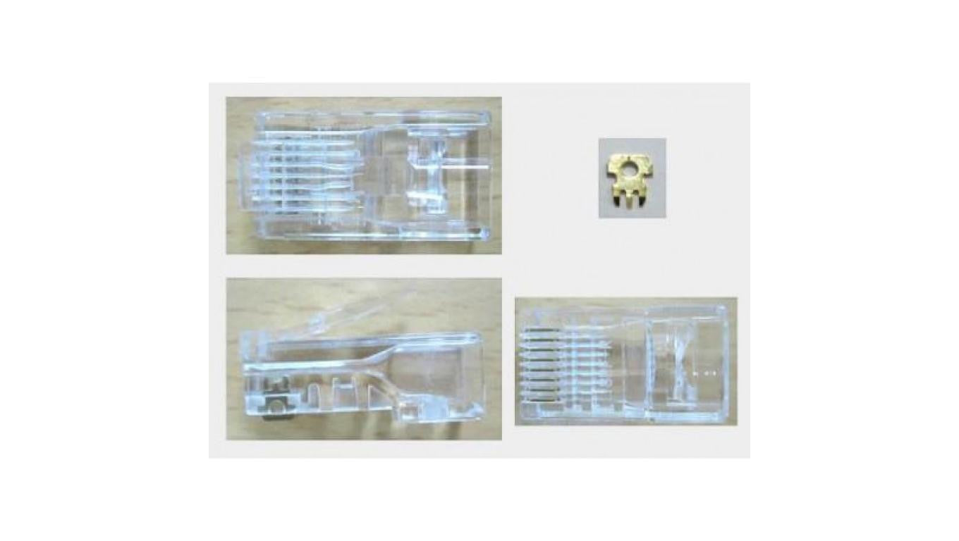 Wtyk modularny RJ-45 8p8c kat.5e przelotowy na okrągły przewód AWG24/26 /opak = 100szt/