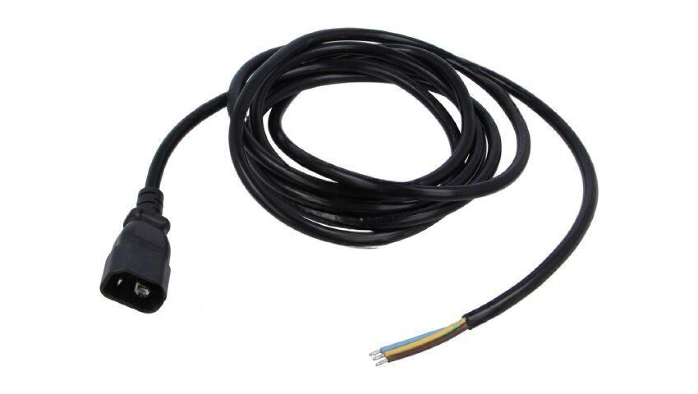 Kabel: 3x1mm2, IEC C14 męski, 3m, 10A, 250V LT-602 H05VV-F 3X1 BLK 3M END