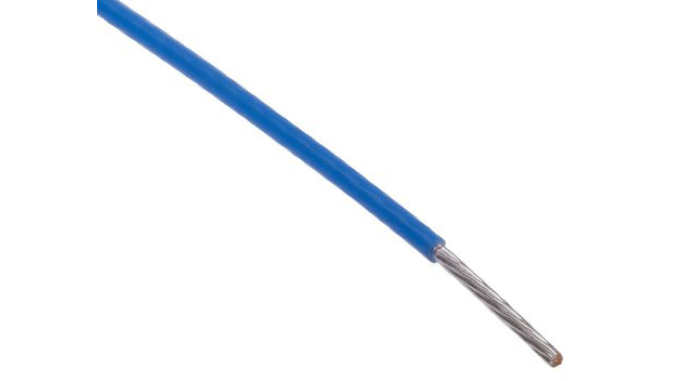 Przewód do urządzeń PTFE PTFE Niebieski, 100m 0,12 mm² 7/0,15 mm, 300 V, -75 → +200C, Ø 0.8mm, RS PRO BS3G210