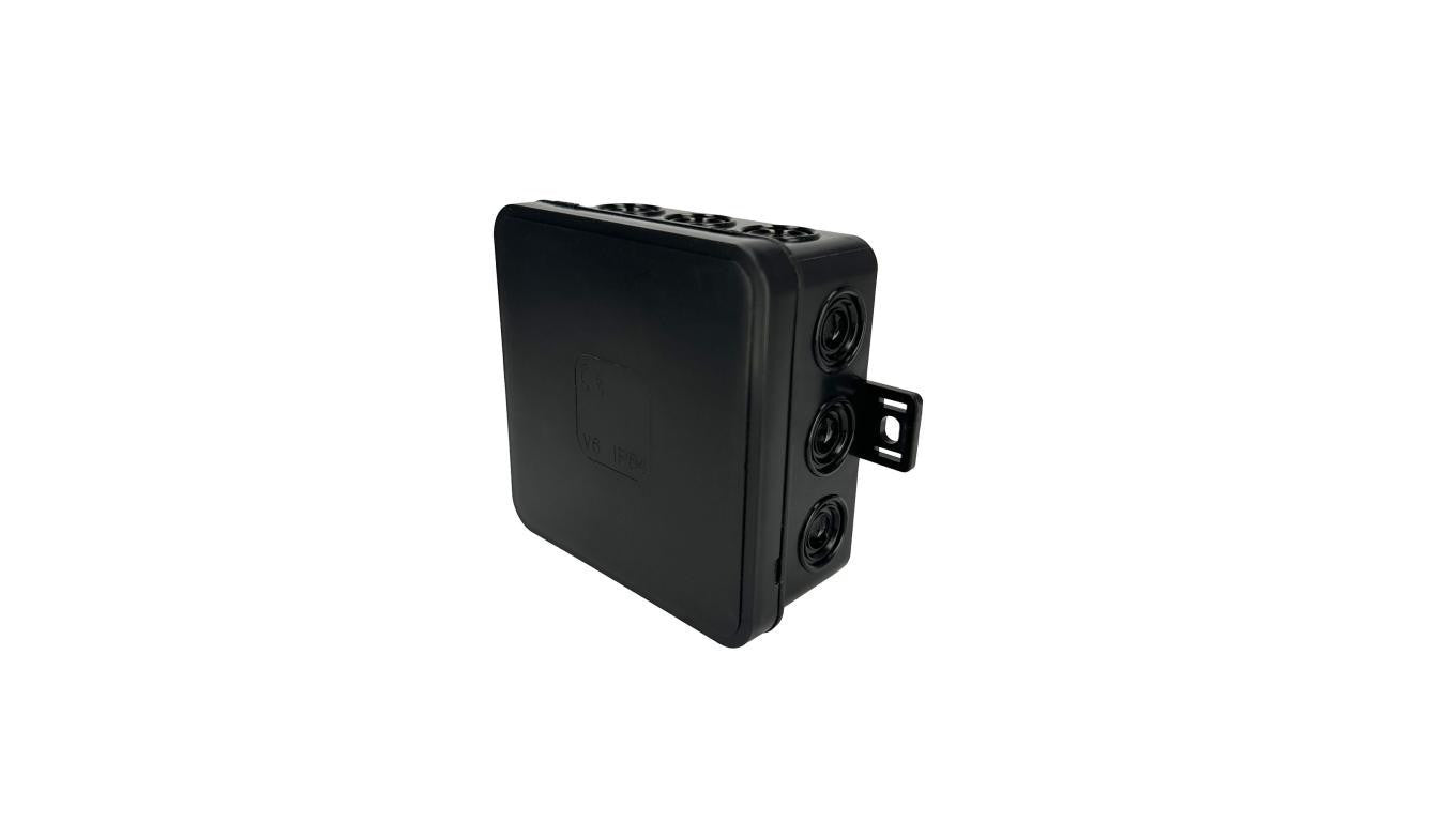 Puszka hermetyczna natynkowa elastyczna 85x85x41mm 12-wlotowa, zamknięcie na klik IP54 czarna EDO