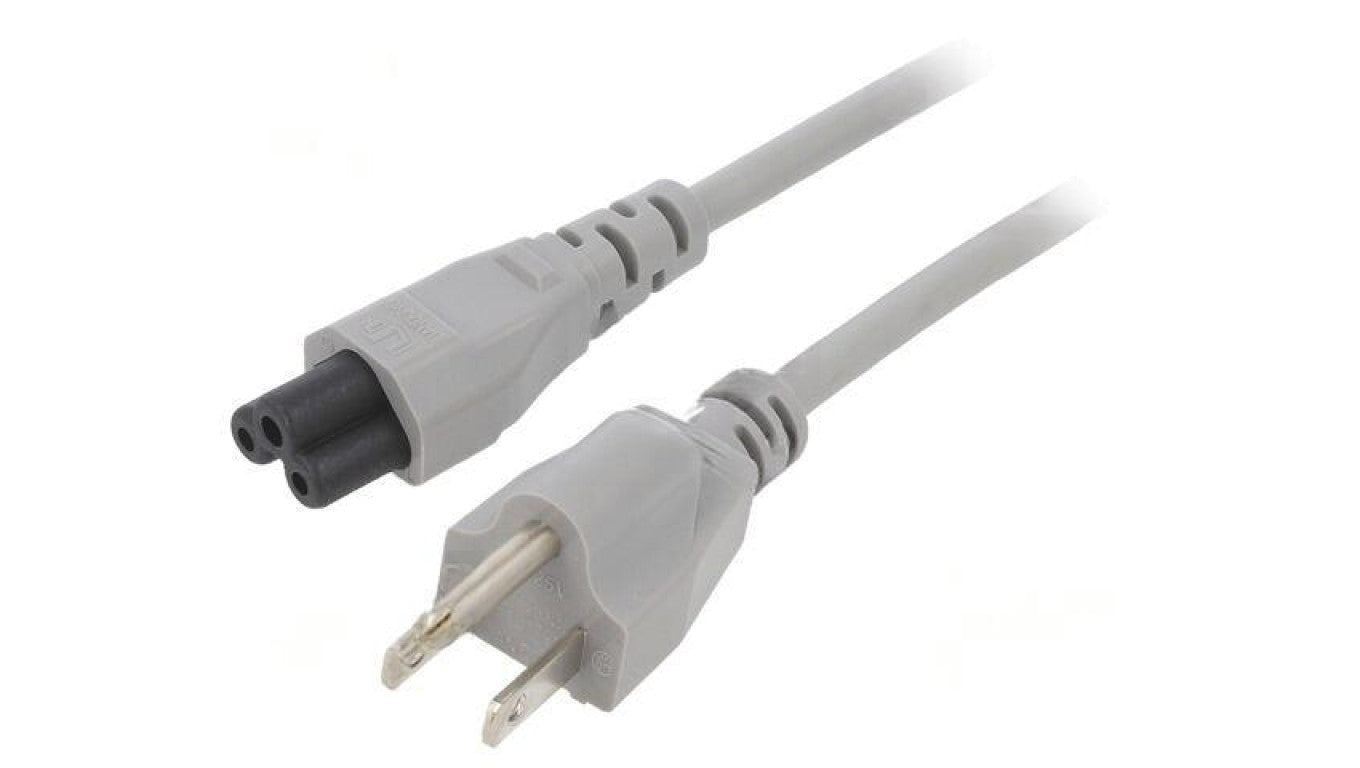 Kabel: 3x18AWG, IEC C5 żeński,NEMA 5-15 (B) wtyk, 1m LT-202+535 SVT 18/3 105C GRY 1M