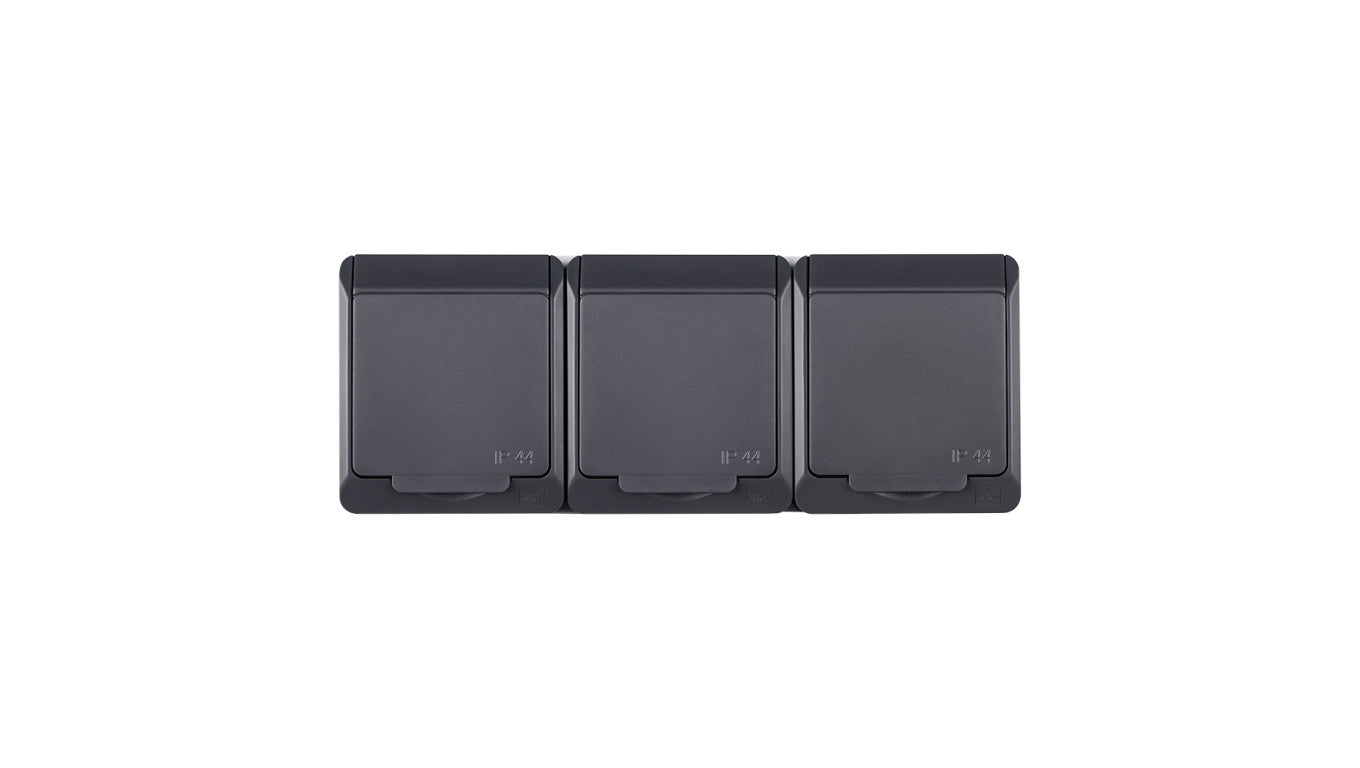 Hermes Gniazdo hermetyczne potrójne z/u Schuko antracyt 16A IP44 0326-07
