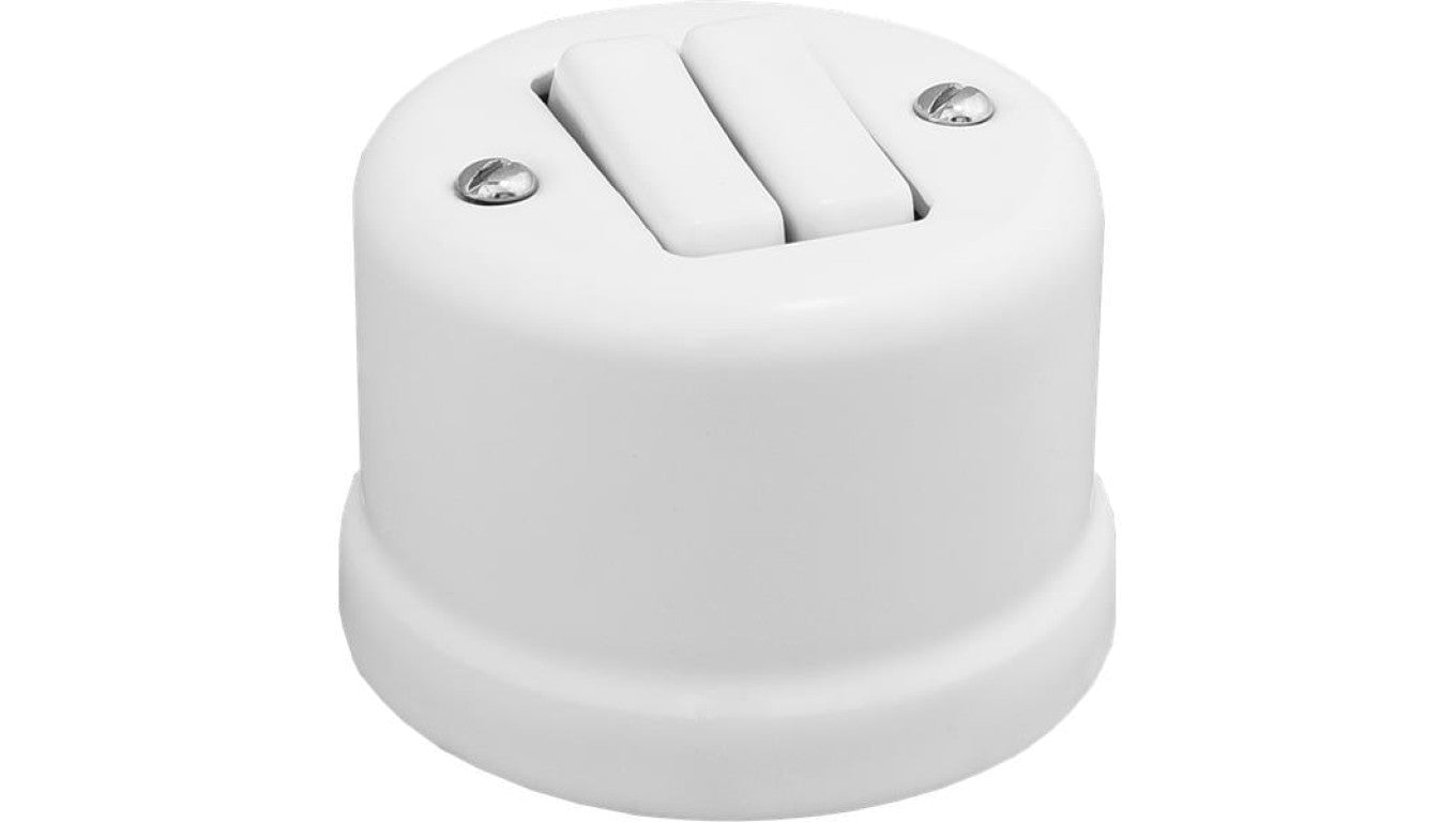 Łącznik podwójny natynkowy Retro ceramic 10A-250V~, biały