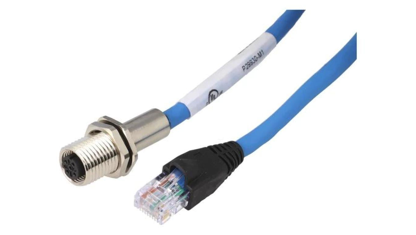 Adapter M12 żeński,RJ45 wtyk kod D-Ethernet 4-PIN IP65 1m P29930-M1
