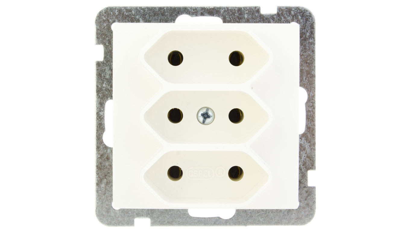AS Gniazdo potrójne b/u 2.5A EURO ecru GP-3G/m/27