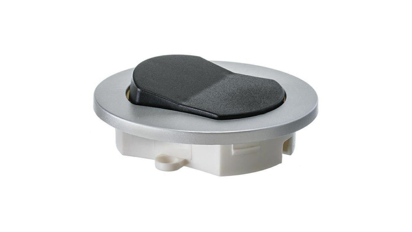 Włącznik meblowy srebrny wpuszczany fi65 230V 2,5A z kablem 2m 2x0,75mm2 (srebrno czany)