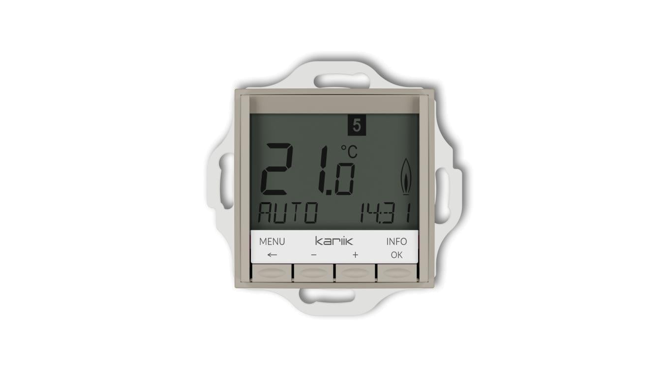 MINI Mechanizm uniwersalnego elektronicznego tygodniowego regulatora temperatury (podświetlenie niebieskie) taupe 60MRT-3.2