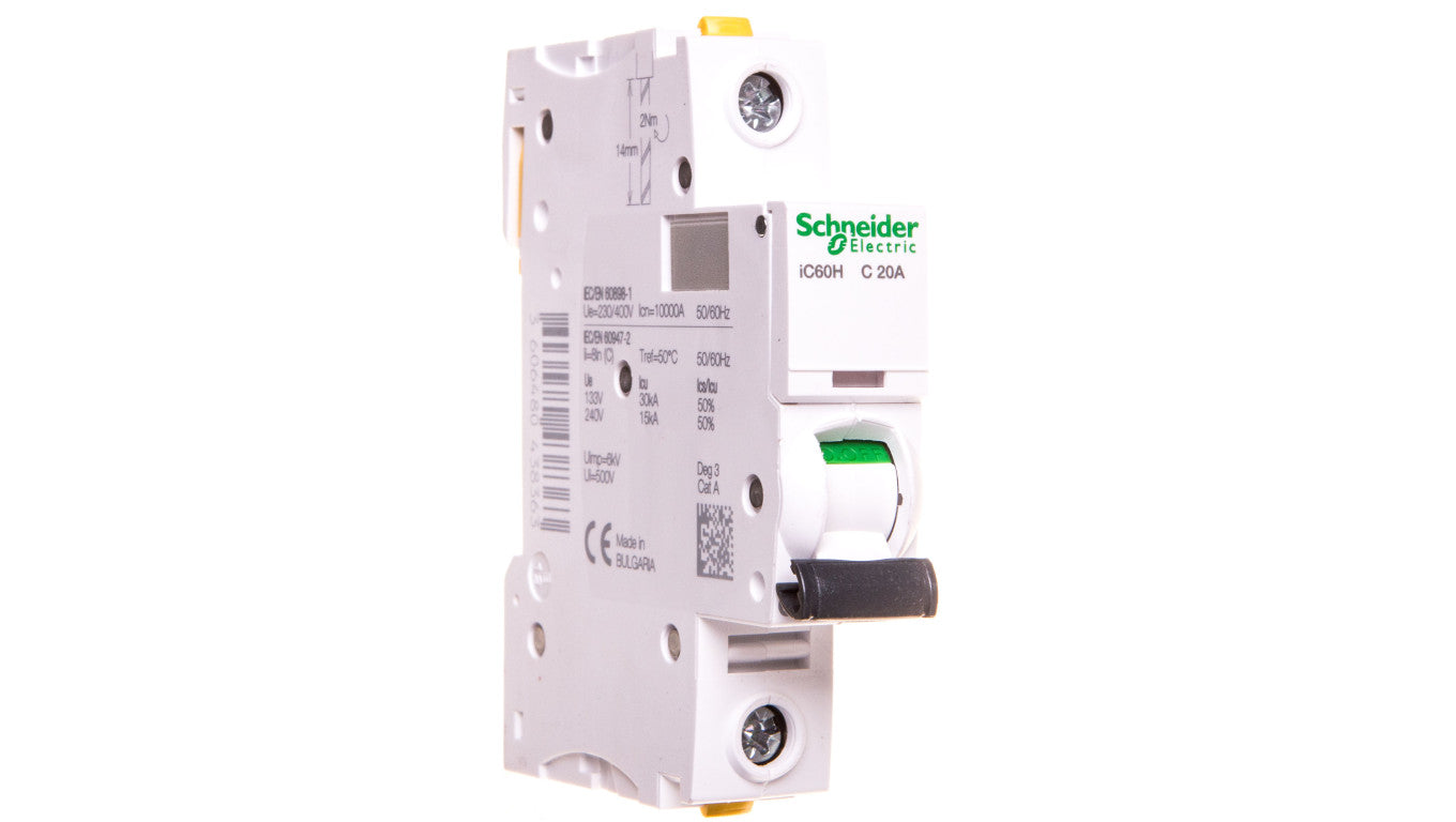 Wyłącznik nadprądowy 1P C 20A 10kA AC iC60H-C20 Acti9 A9F07120
