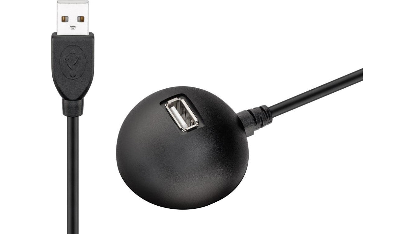 Przedłużacz USB 2.0 Hi-Speed z praktyczną nóżką, Czarny - Długość kabla 1.5 m