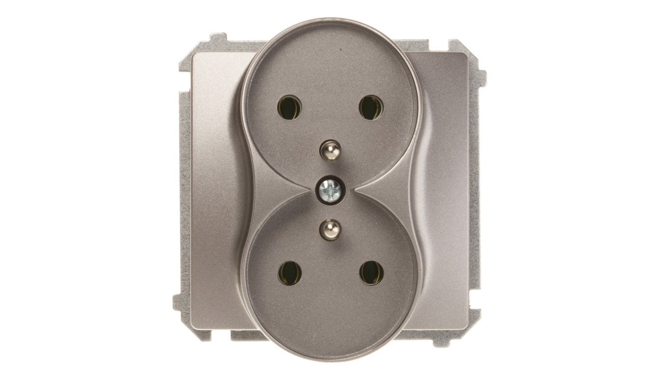 Simon Basic Gniazdo podwójne z/u 16A IP20 stal inox BMGZ2M.01/21
