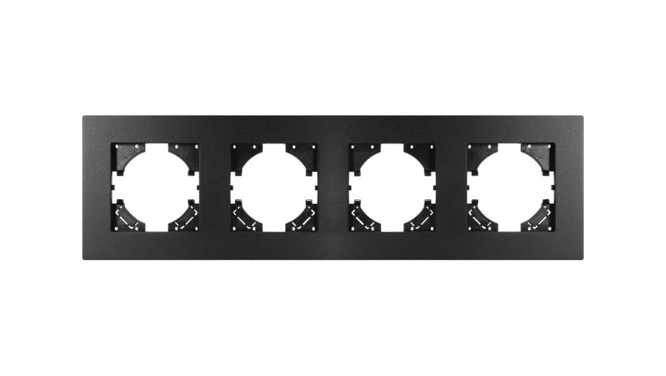 Ramka poczwórna MODERN-Q, czarne aluminium gładkie (linia Alu Pure)