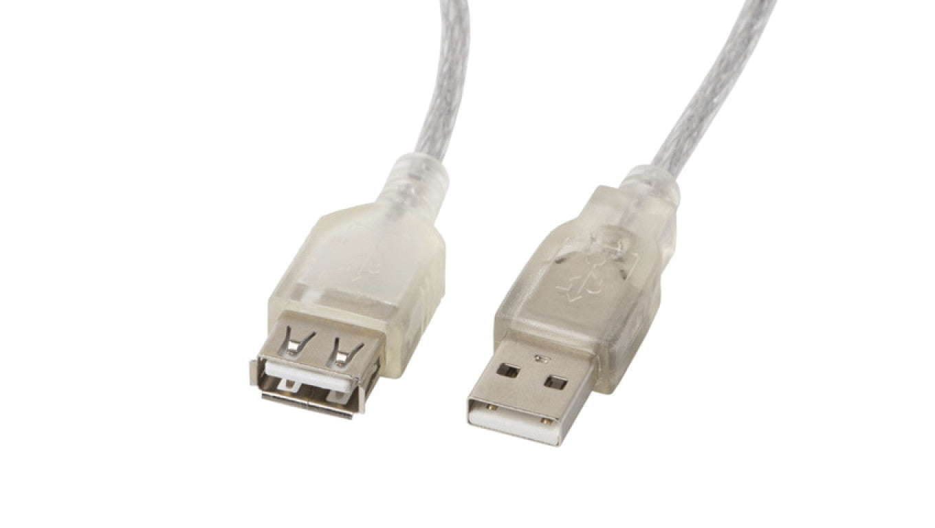Przedłużacz USB 2.0 High Speed 5m + FERRYT transparentny LANBERG CA-USBE-12CC-0050-TR