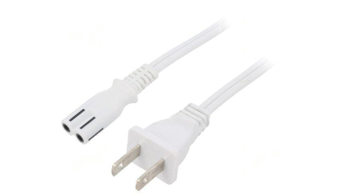 Kabel: 2x18AWG, IEC C7 żeński,NEMA 1-15 (A) wtyk, 3m LT-301+503B SPT-2 18/2 105C WHT 3M