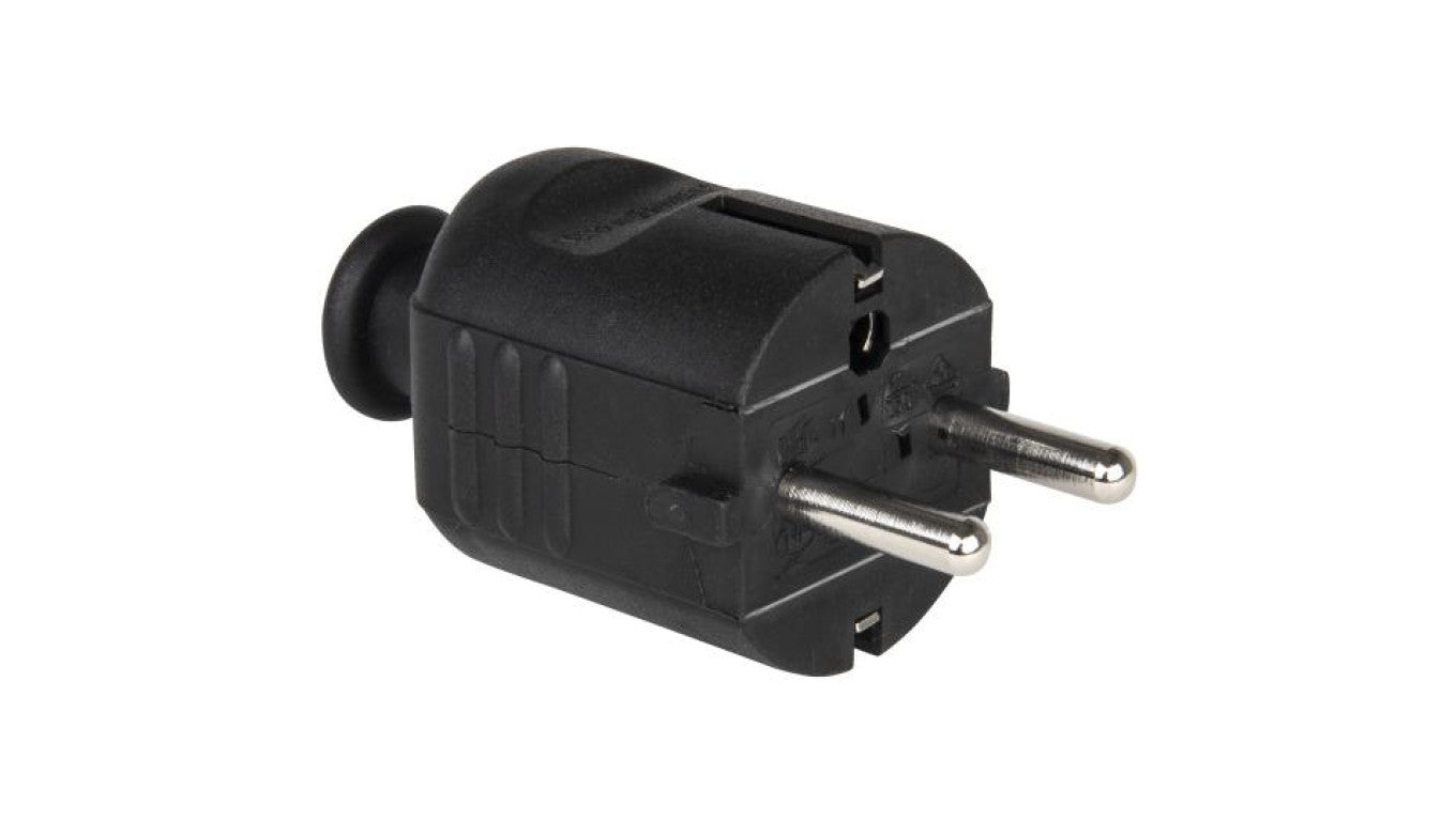 Wtyczka prądowa 2P+Z UNI-SCHUKO 230V 16A czarna PCE na kabel