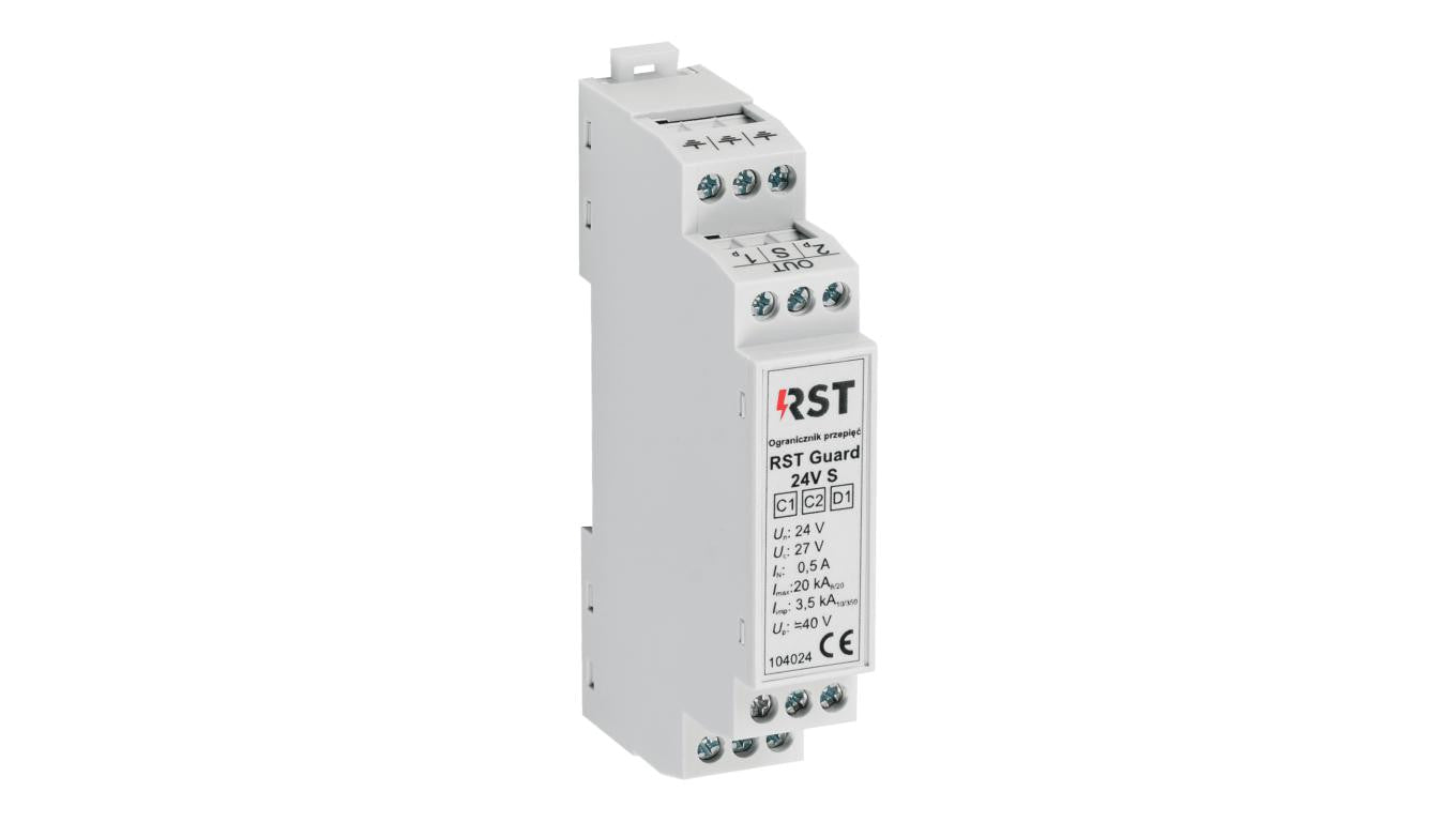 Ogranicznik przepięć do ochrony systemów sterowania i kontrolno - pomiarowych, RST Guard 24V S 104 024