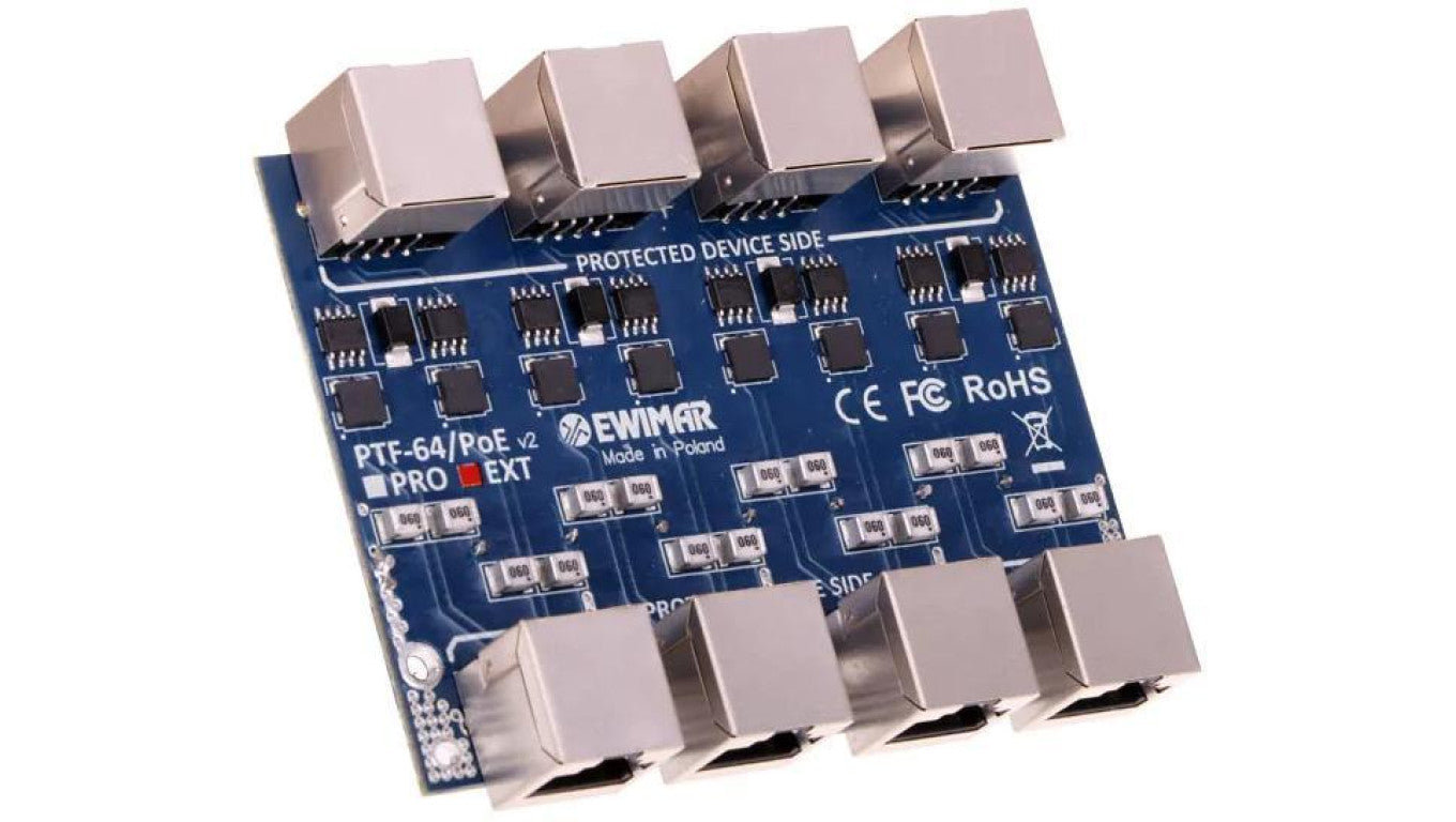4-kanałowy moduł ogranicznika przepięć sieci LAN Gigabit Ethernet EWIMAR PTF-64-EXT/PoE