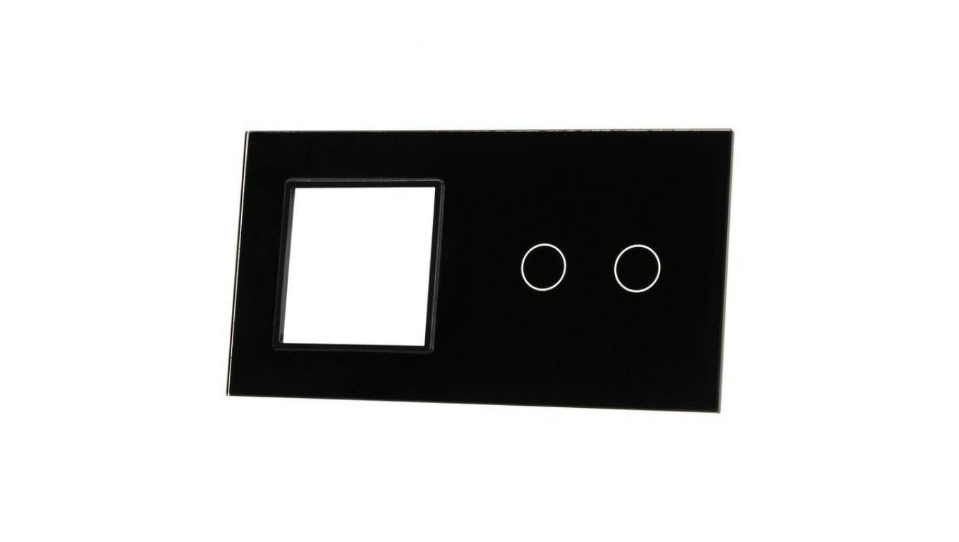 Livolo CZARNY PANEL SZKLANY 2 + MIEJSCE NA GNIAZDO 702G-62
