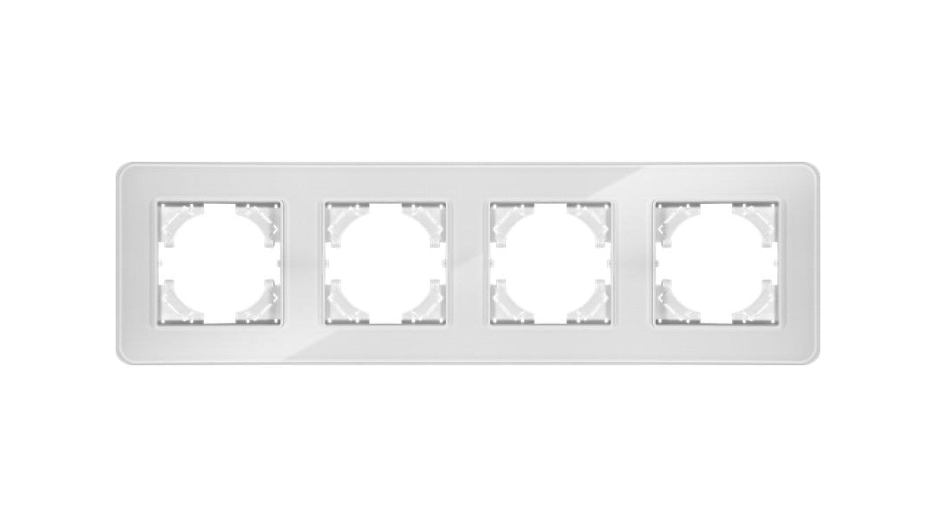 Ramka poczwórna MODERN-Q, białe szkło (linia Crystal)