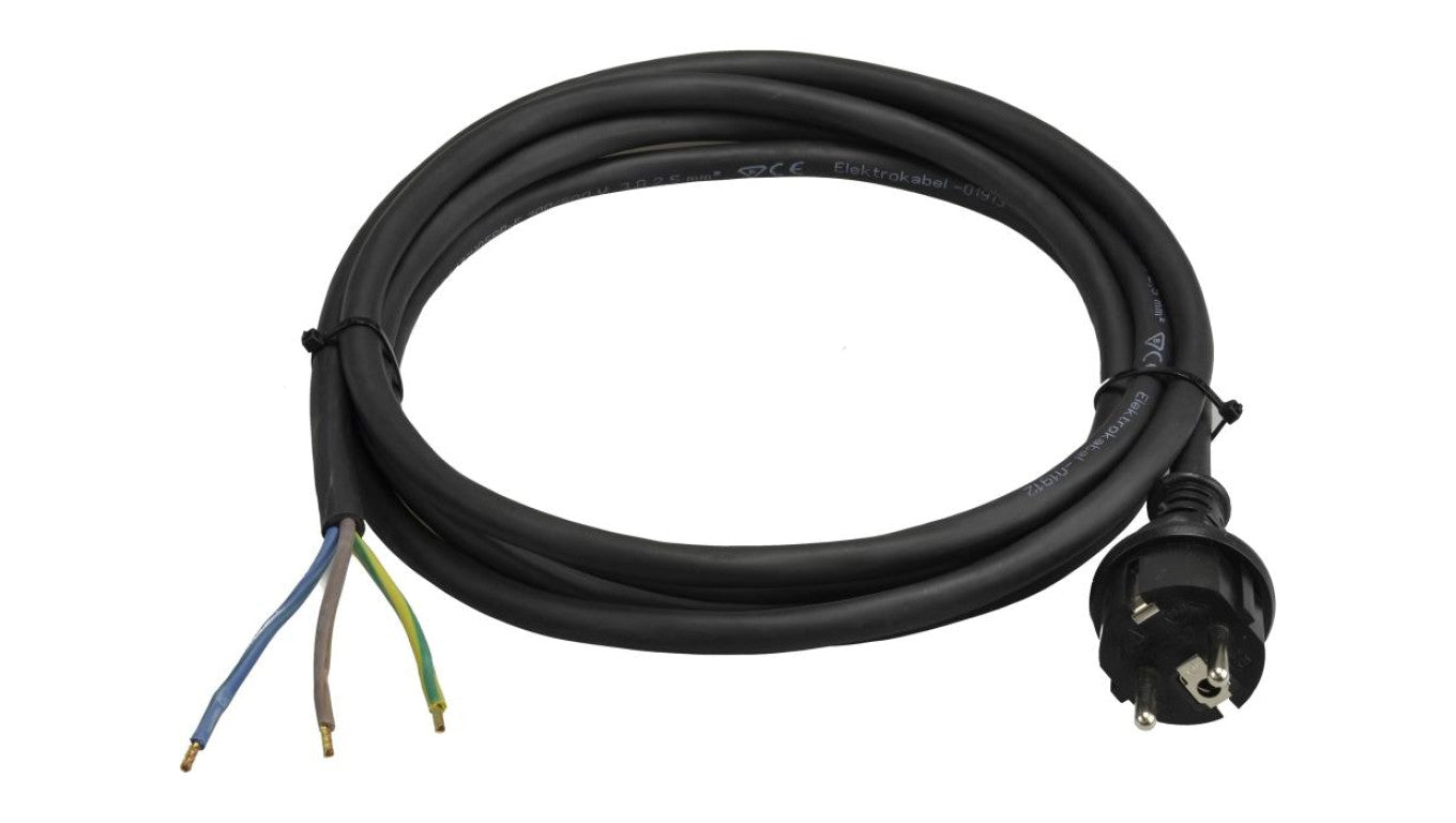 Przewód zasilający gumowy OW 3x2,5mm2 z wtyczką prostą 2P+Z Uni-Schuko czarny IP44 5m