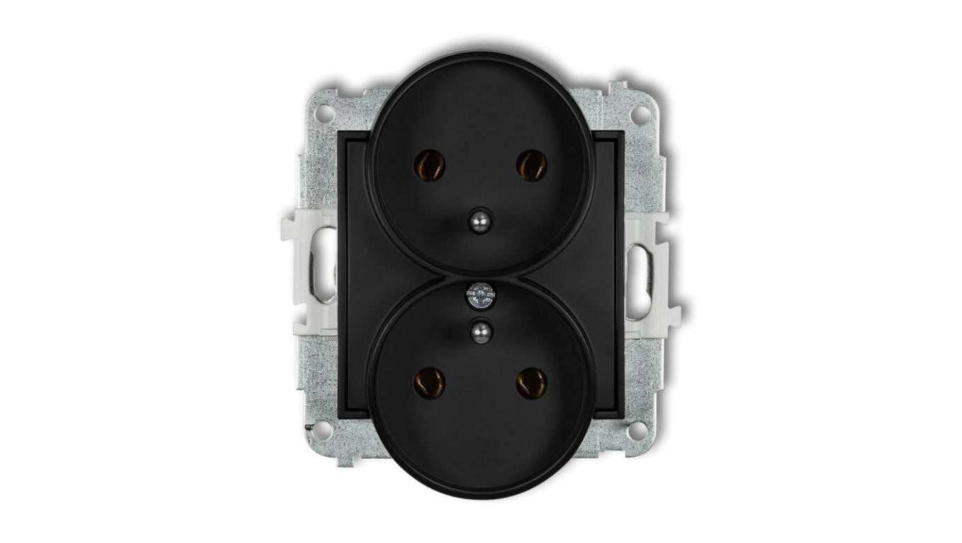 MINI Gniazdo podwójne z/u czarny mat 12MGPR-2z