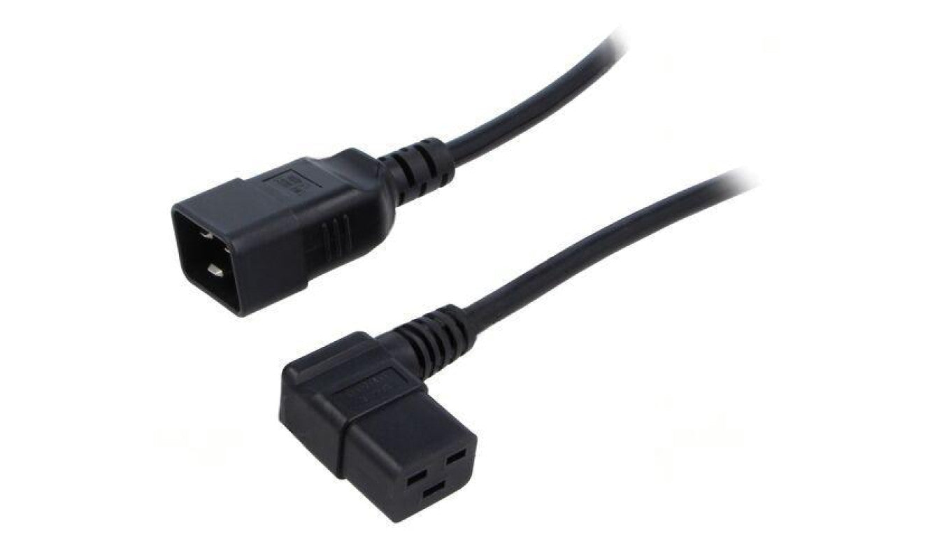 Kabel: 3x1,5mm2, IEC C19 żeński kątowy,IEC C20 męski, 1,8m LT-549R+550 H05VV-F 3X1.5 1.8M BLK