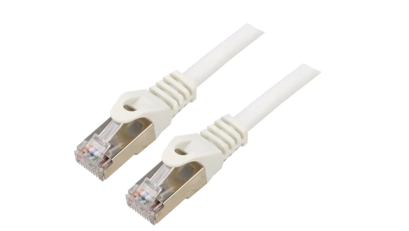 Patch cord S/FTP 6a drut Cu LSZH biały 5m 27AWG Øprzew: 5,8mm PP6A-LSZHCU-W-5M